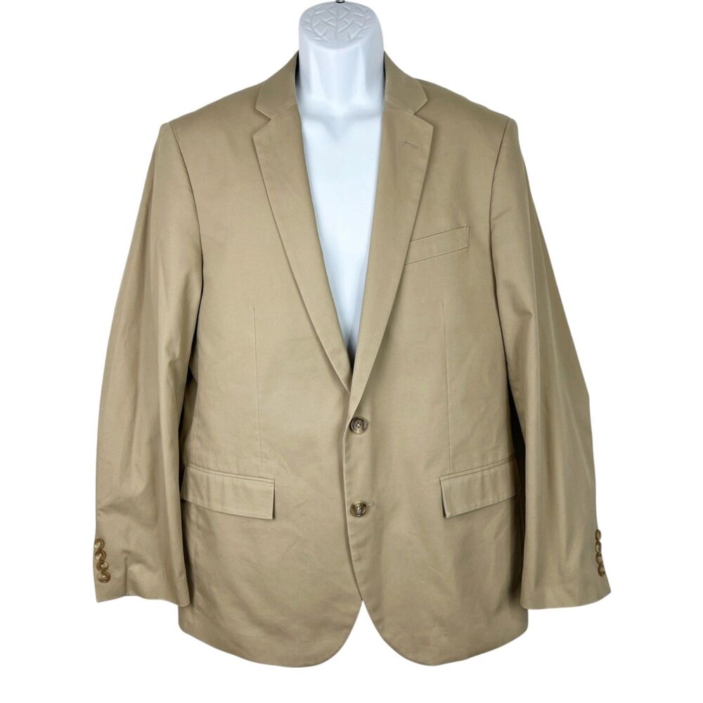 J Crew Thompson Blazer Jacket Men 42R Regular Button Up Tan Khaki Preppy Formal